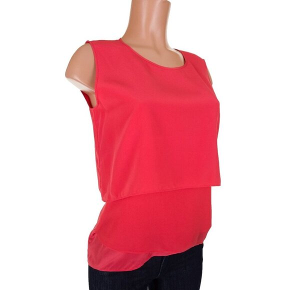 Escada Sport Narlene Tiered Silk Sleeveless Camisole Top 36 US 6 Lobster Red - Picture 3 of 8